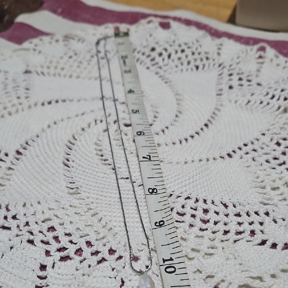 White Cultured Freshwater Pearl Cross On A 14k Italian White Gold Chain - Picture 7 of 11